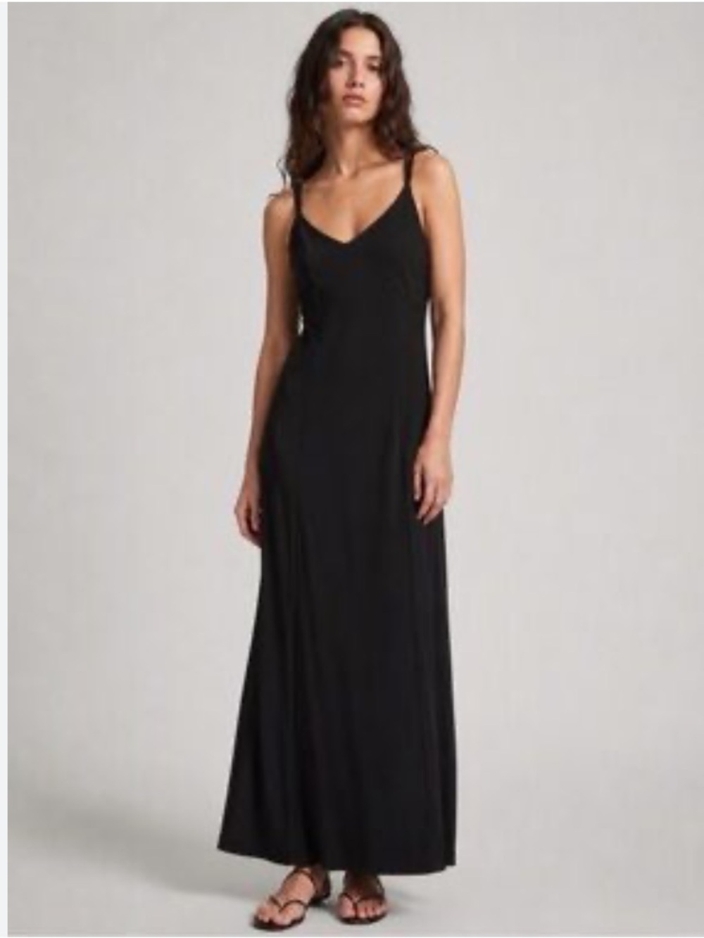 Club Monaco Black Maxi Slip Dress with Spaghetti Straps XS